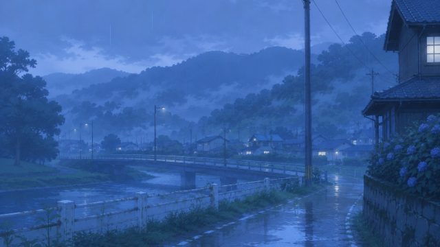 Rainy Rural Village — ChatGPT, Claude & Gemini theme preview